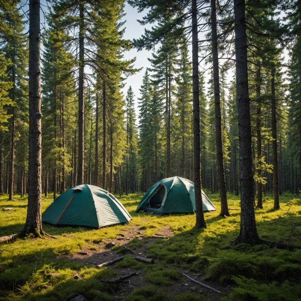 Quels sont les équipements nécessaires pour un camping en région de forêt boréale en été?